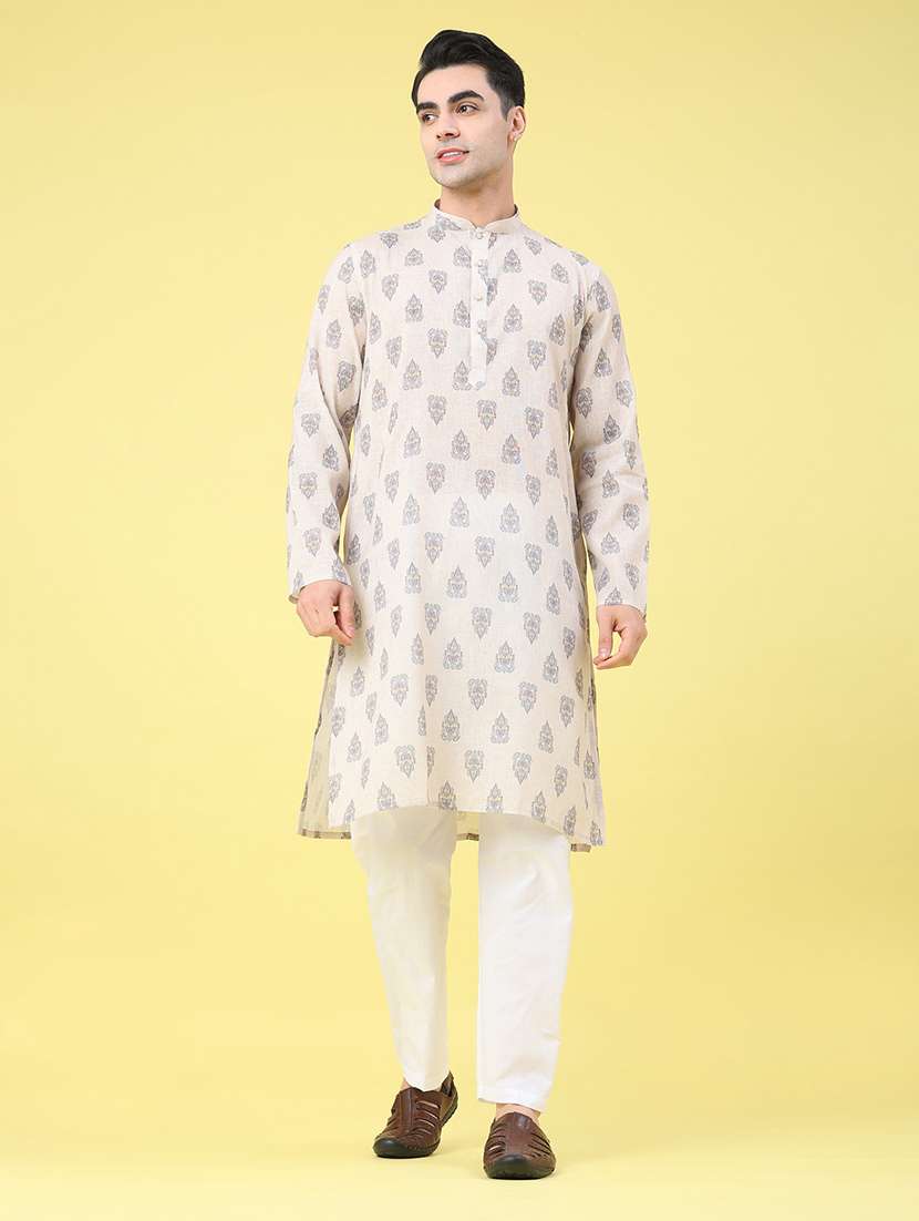men printed long sleeve kurta set - 22175057 -  Standard Image - 1
