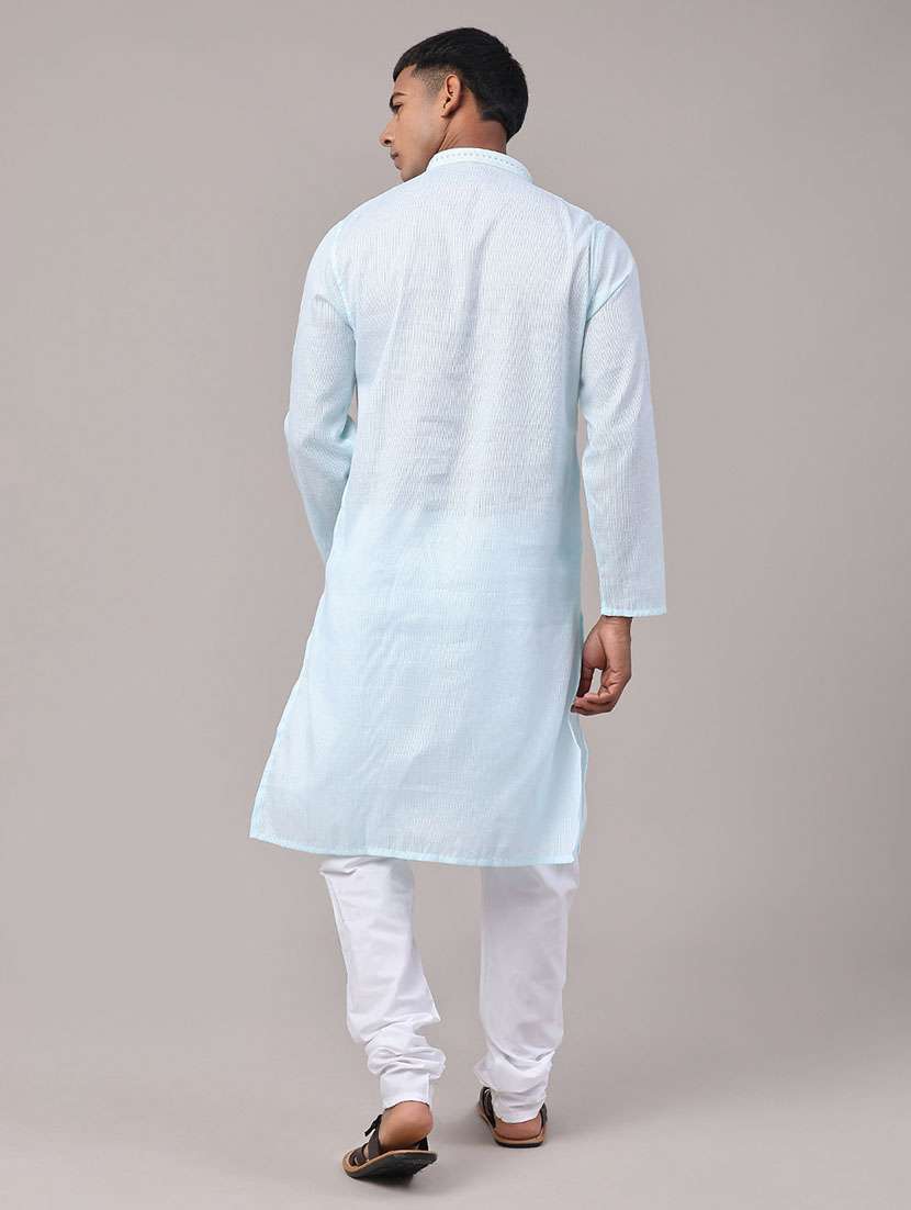 men self design mandarin neck kurta churidar ethnic wear set - 22175058 -  Standard Image - 4
