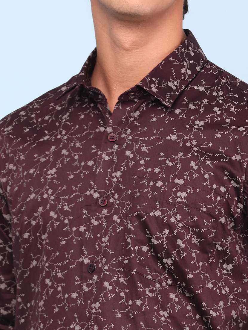 men maroon cotton casual shirt - 22175068 -  Standard Image - 1