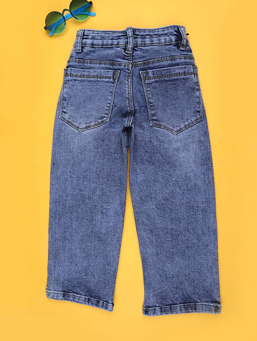 Girls Solid Md Rise Straight Jeans - 22175090 -  Standard Image - 1