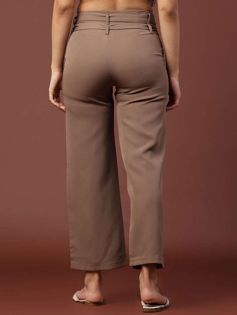 women solid mid rise straight trouser - 22175097 -  Standard Image - 4