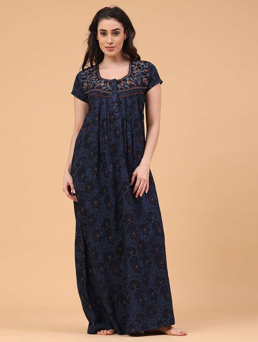 women printed short sleeve nighty - 22175103 -  Standard Image - 1