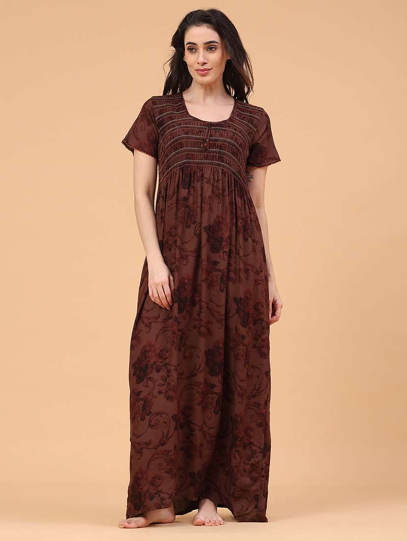 women printed short sleeve nighty - 22175104 -  Standard Image - 1