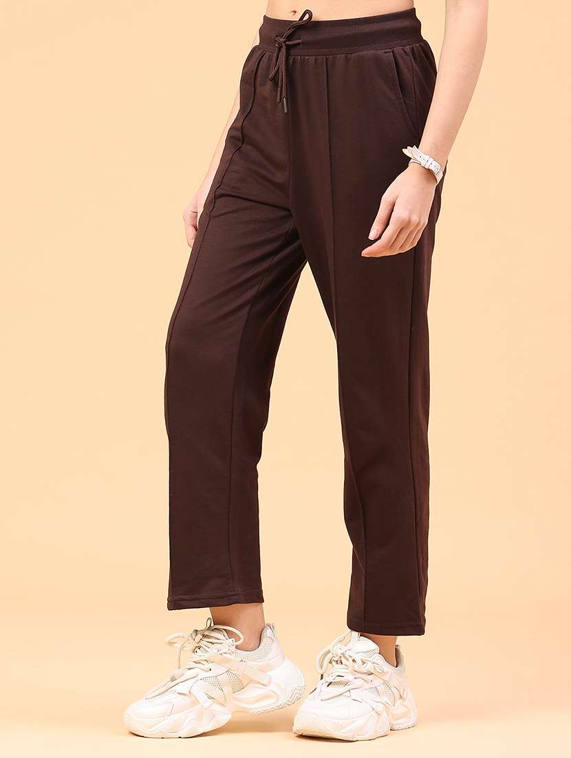 women solid mid rise track pant - 22175108 -  Standard Image - 1