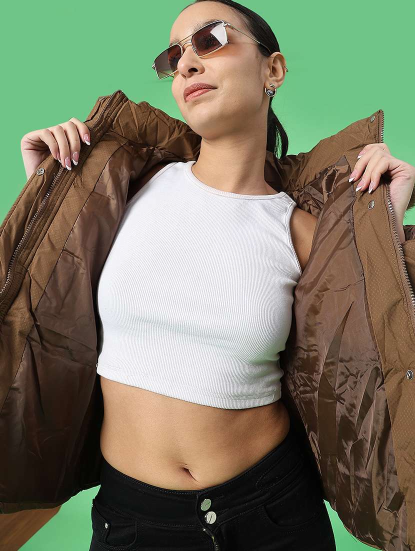 women solid long sleeve puffer jacket - 22175232 -  Standard Image - 1