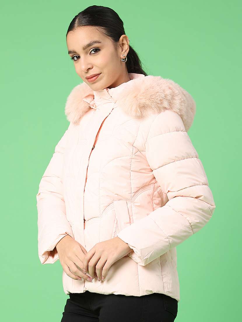 women solid long sleeve puffer jacket - 22175236 -  Standard Image - 1