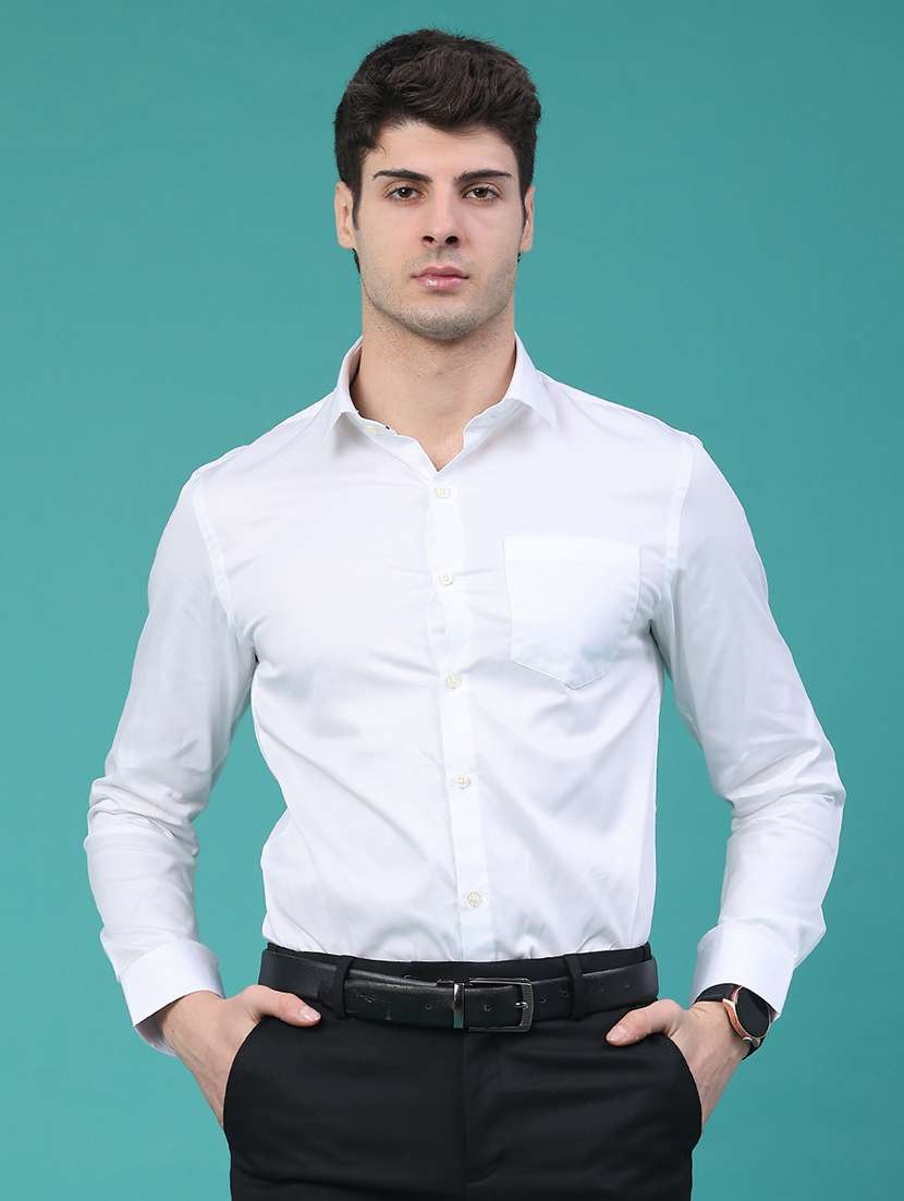 men solid long sleeve slim fit formal shirt - 22175293 -  Standard Image - 1