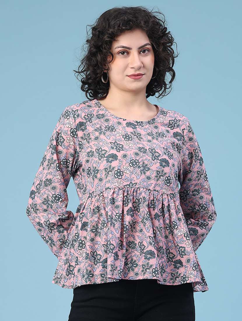 women floral printed long sleeve ethnic top - 22175321 -  Standard Image - 1