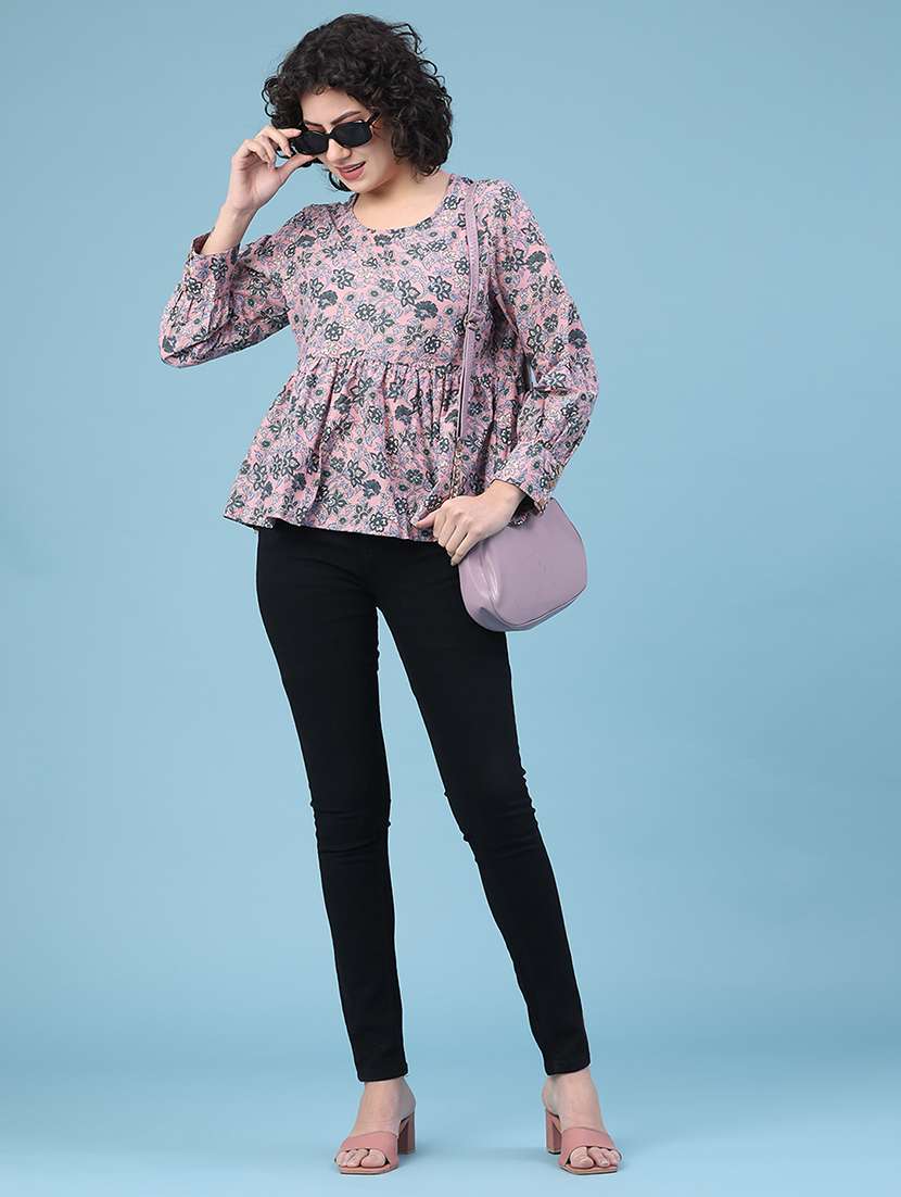 women floral printed long sleeve ethnic top - 22175321 -  Standard Image - 4