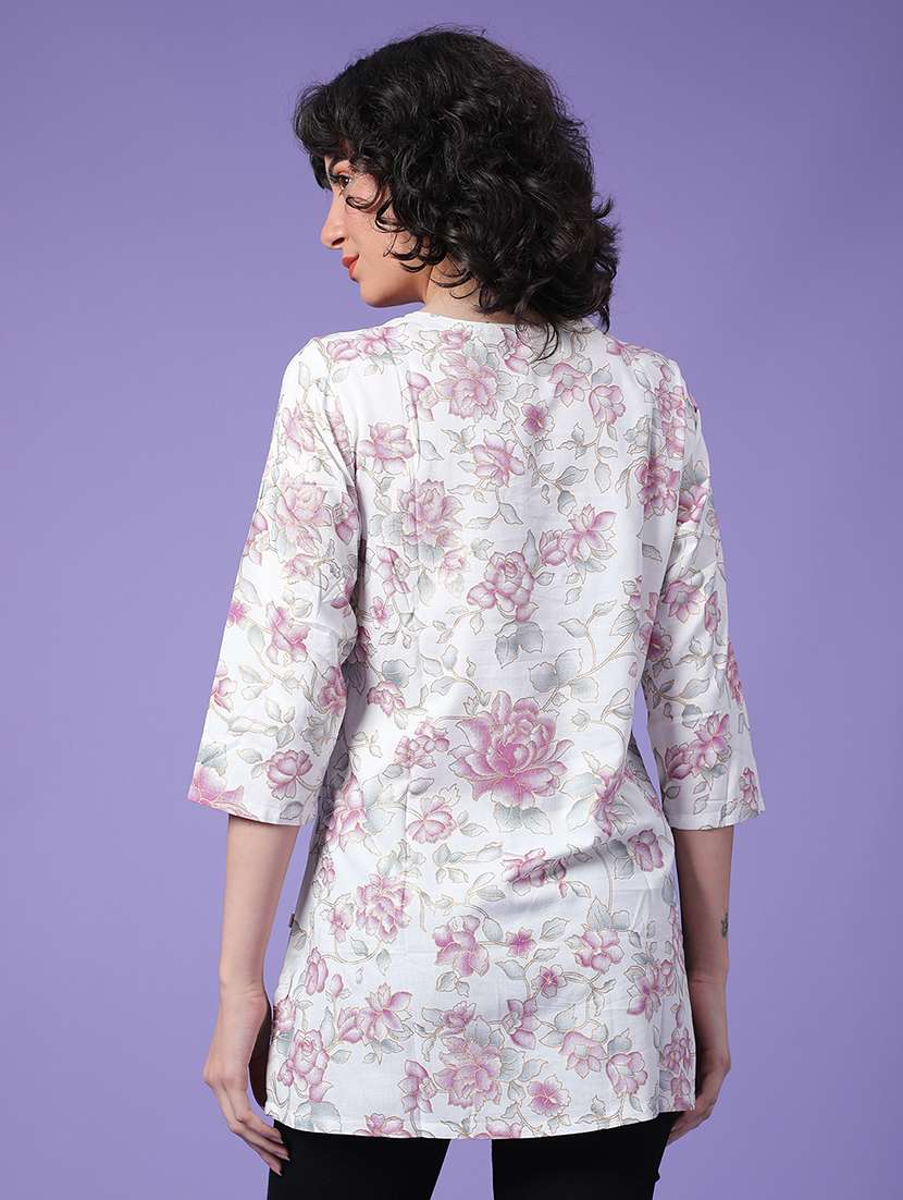 off white rayon straight kurti - 22175327 -  Standard Image - 4