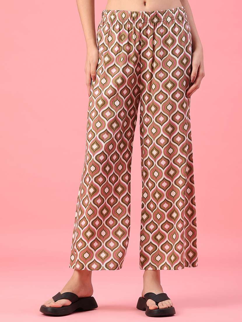 women printed mid rise palazzo