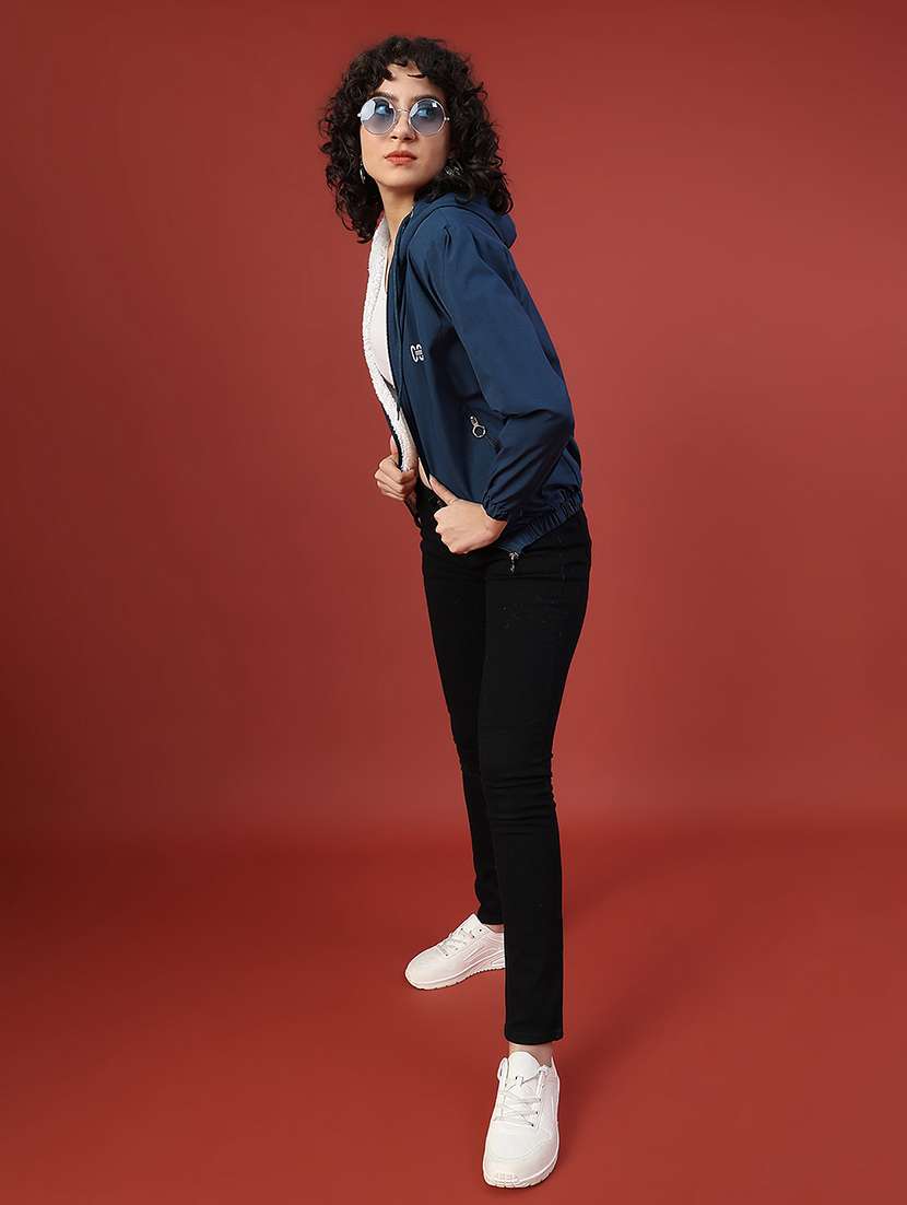 women solid long sleeve hooded sweatshirt - 22175336 -  Standard Image - 4