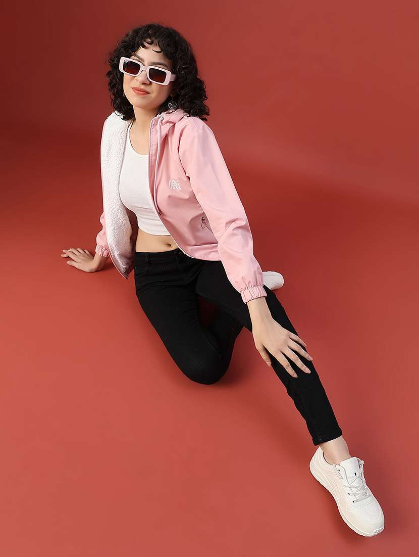 women solid long sleeve hooded sweatshirt - 22175340 -  Standard Image - 4