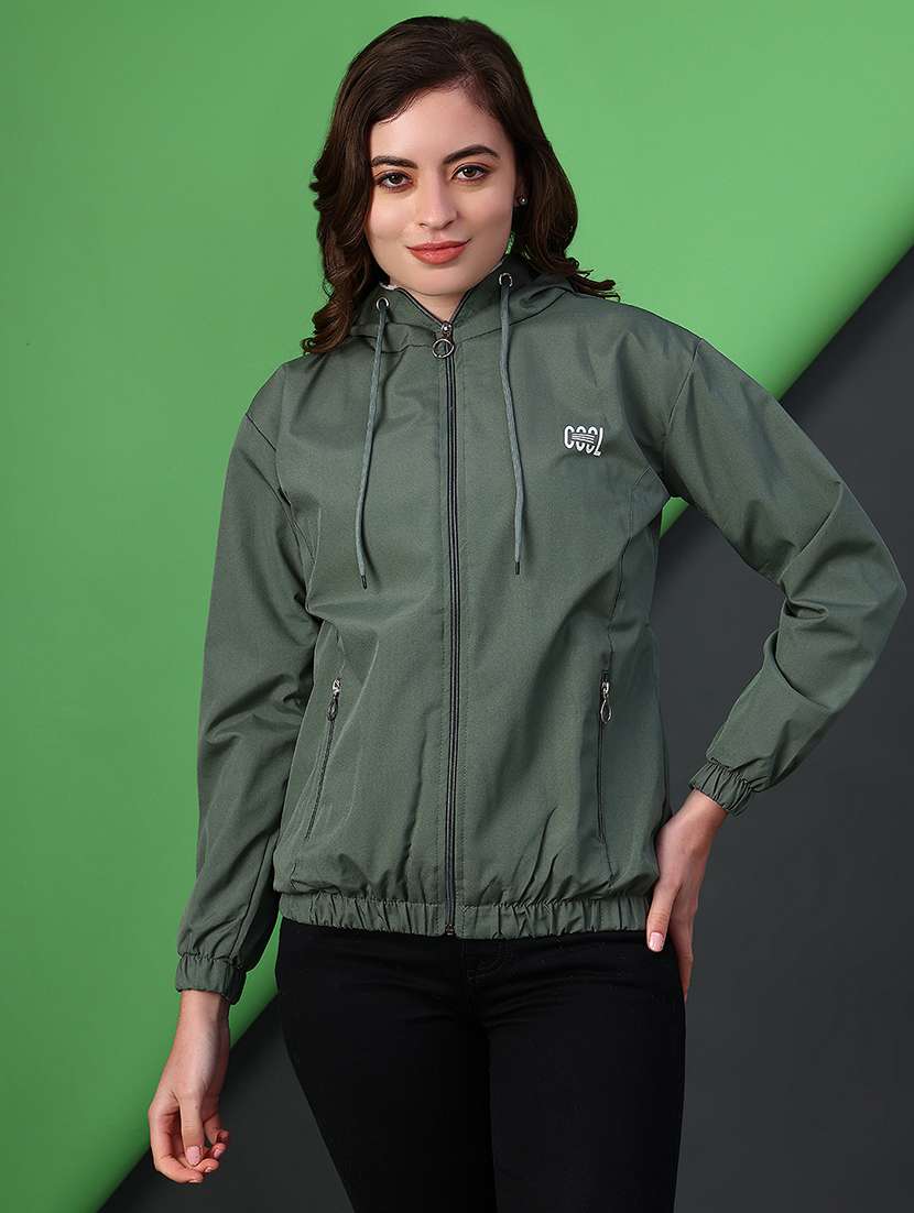 women solid long sleeve hooded quilted jacket - 22175341 -  Standard Image - 1