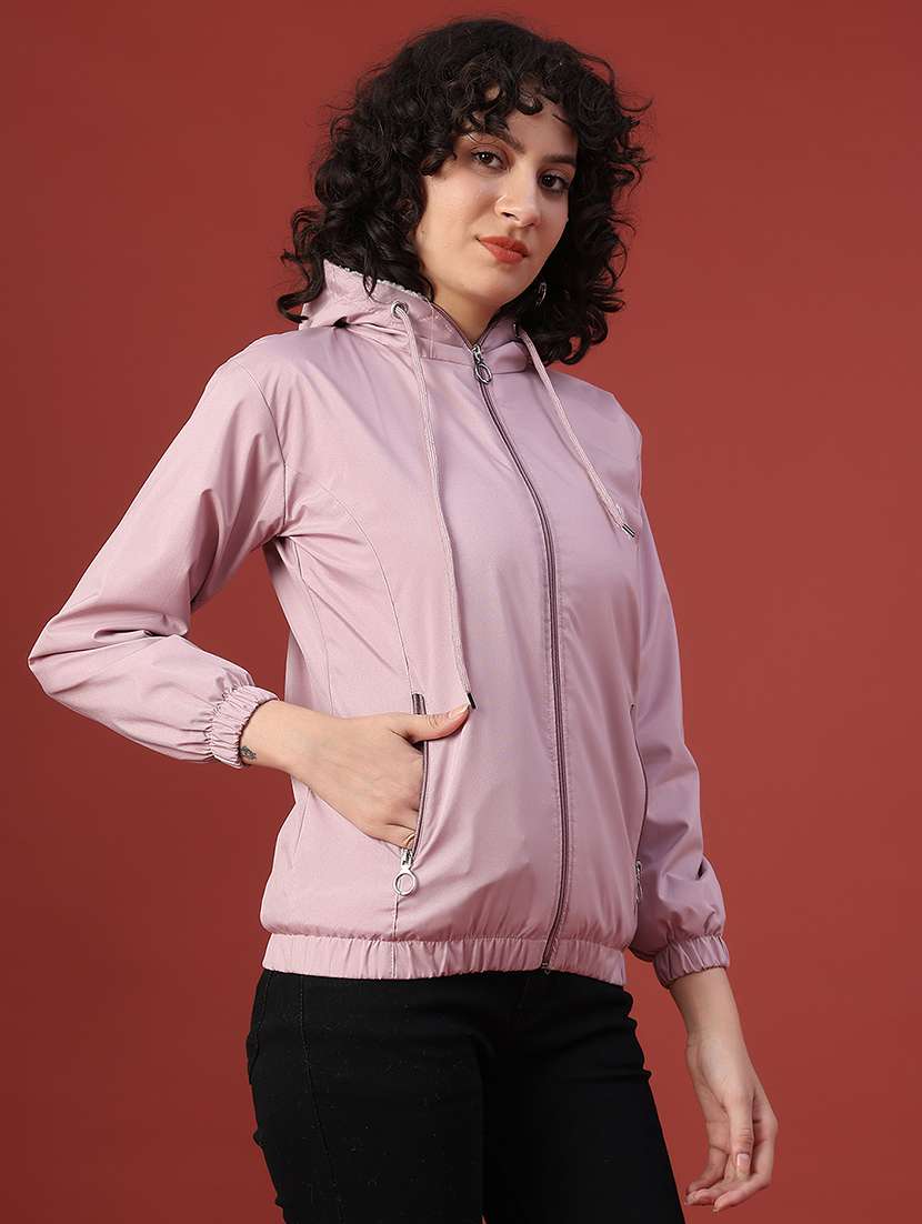 women solid long sleeve hooded sweatshirt - 22175344 -  Standard Image - 1