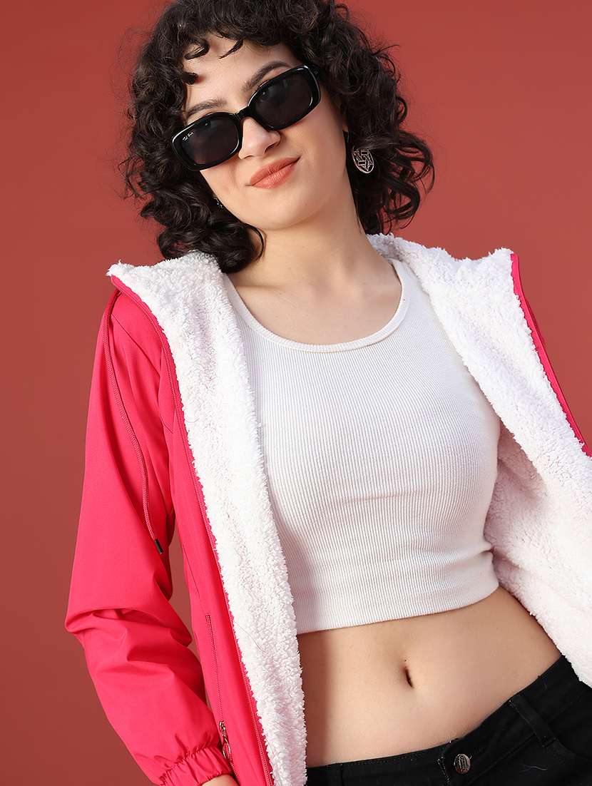 women solid long sleeve hooded sweatshirt - 22175345 -  Standard Image - 1