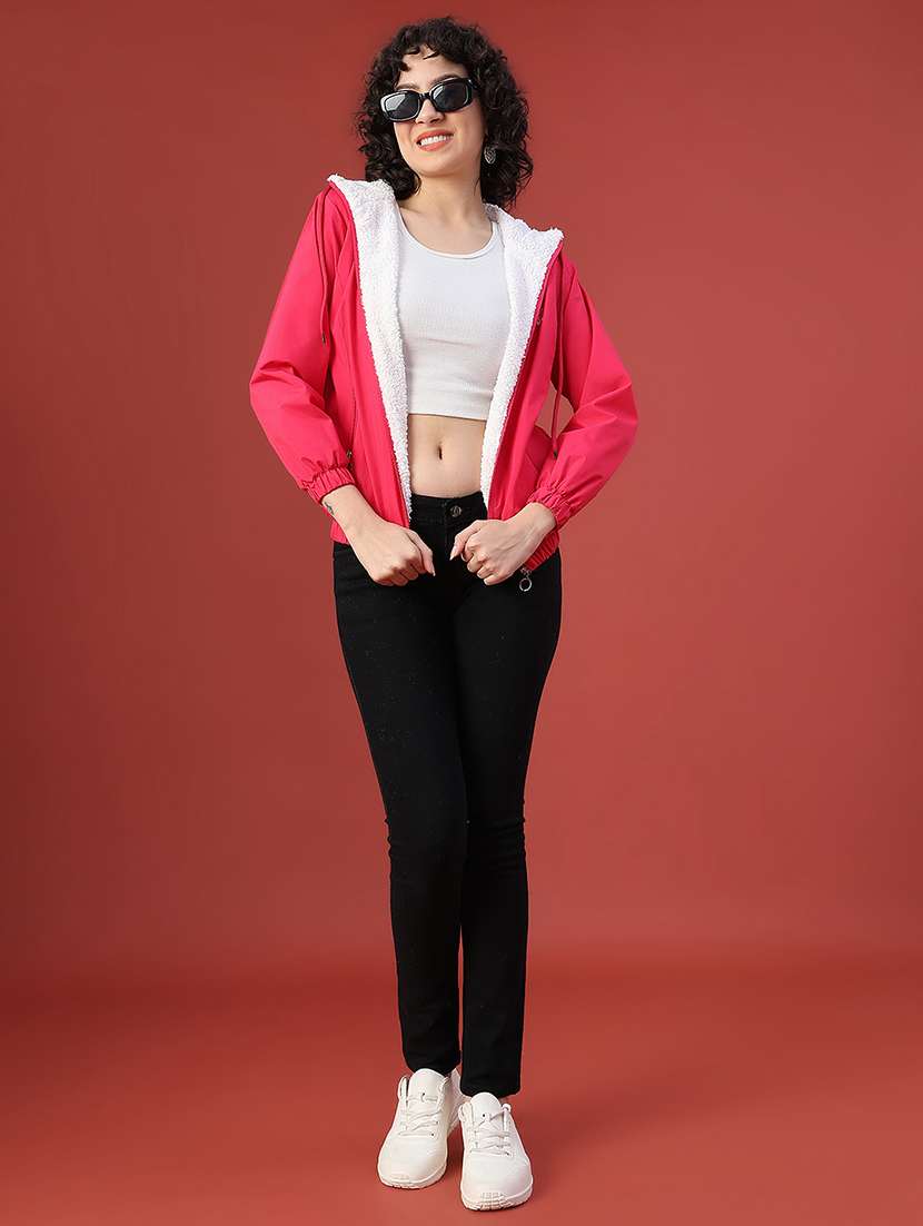 women solid long sleeve hooded sweatshirt - 22175345 -  Standard Image - 4