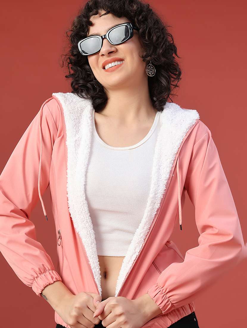 women solid long sleeve hooded sweatshirt - 22175347 -  Standard Image - 1