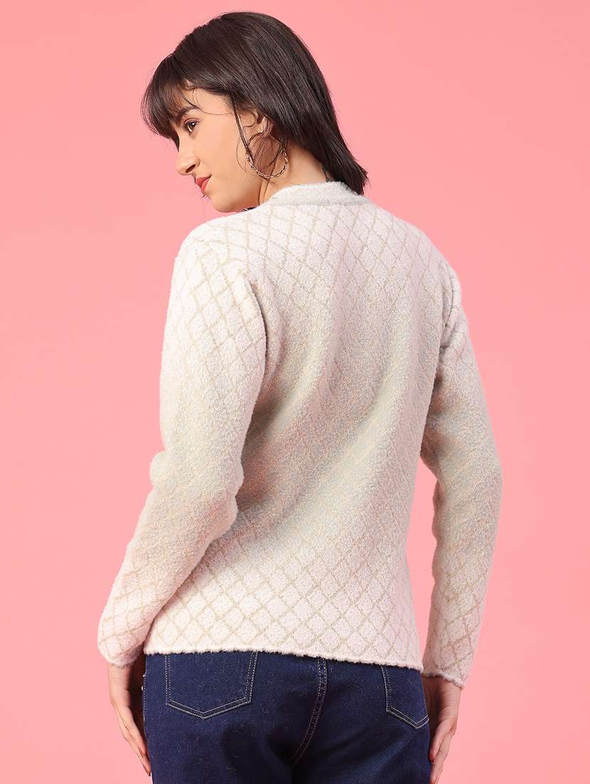 women self design long sleeve cardigan - 22175362 -  Standard Image - 4