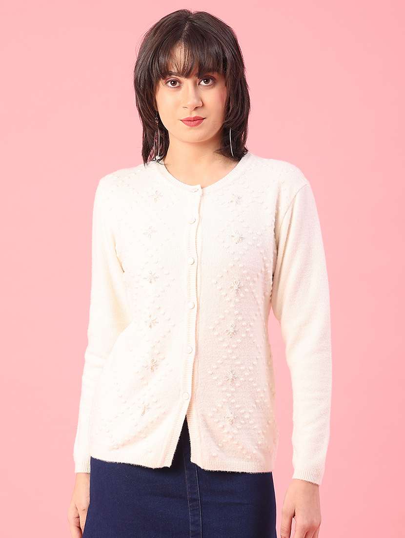 women self design long sleeve cardigan - 22175364 -  Standard Image - 1