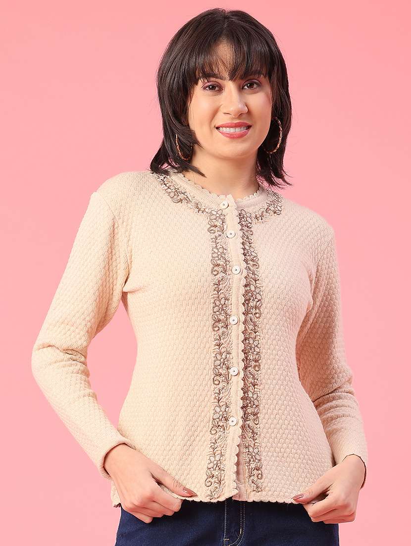 women self design long sleeve cardigan - 22175366 -  Standard Image - 1