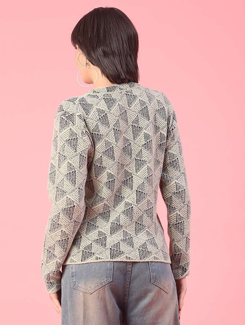 women self design long sleeve cardigan - 22175369 -  Standard Image - 4