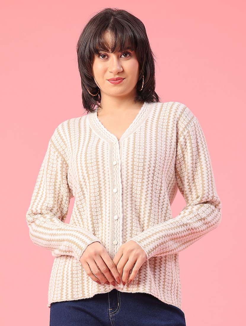 women self design long sleeve cardigan - 22175372 -  Standard Image - 1