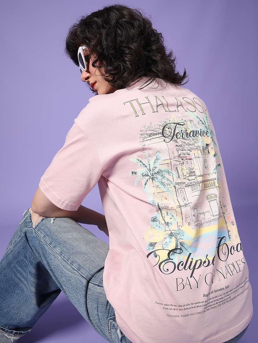 women printed short sleeve oversized t-shirt