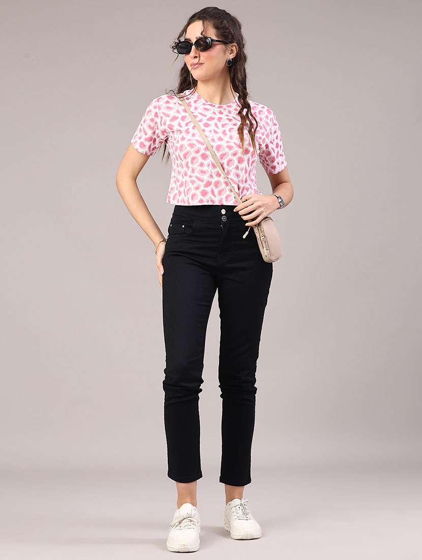 women printed short sleeve crop t-shirt - 22175452 -  Standard Image - 4
