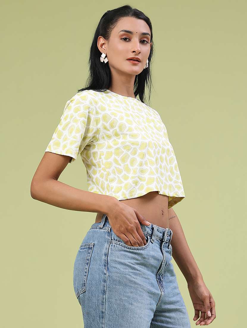 women printed short sleeve crop t-shirt - 22175453 -  Standard Image - 1