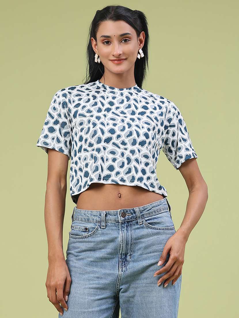 women printed short sleeve crop t-shirt - 22175454 -  Standard Image - 1
