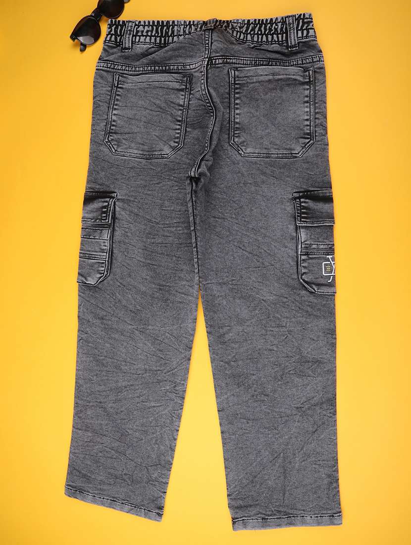 boys solid mid rise cargo - 22175505 -  Standard Image - 1