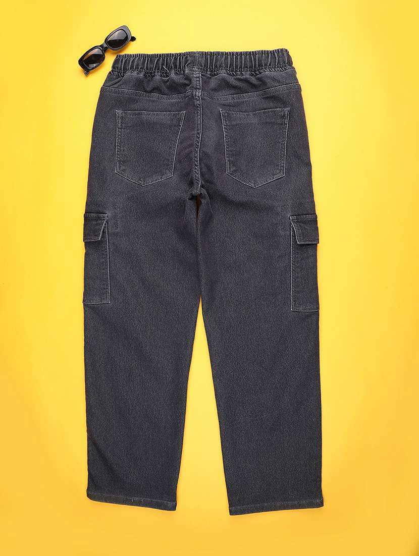 Girls Solid Mid Rise Cargo Jean - 22175525 -  Standard Image - 1