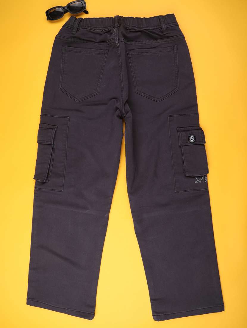 boys solid mid rise cargo - 22175534 -  Standard Image - 1