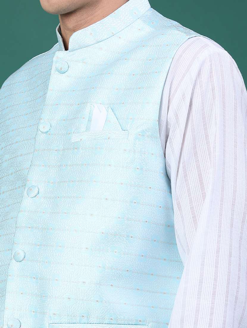 men self design sleeveless nehru jacket - 22175546 -  Standard Image - 4
