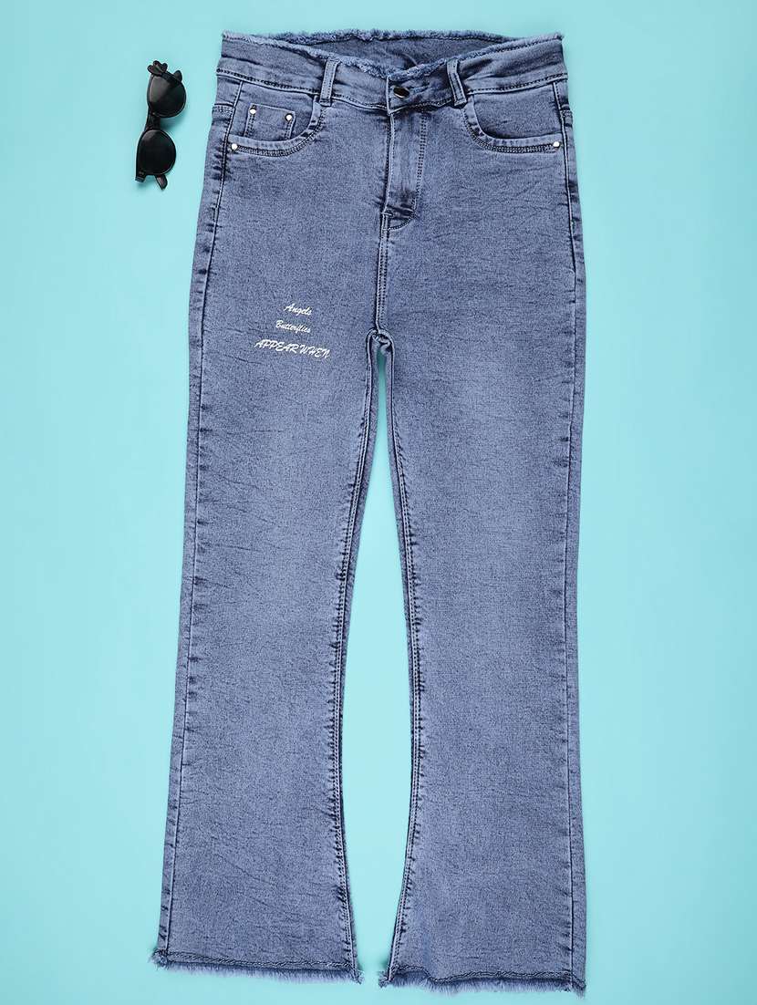 Girls Solid Md Rise Bootcut Jeans - 22175567 -  Standard Image - 1