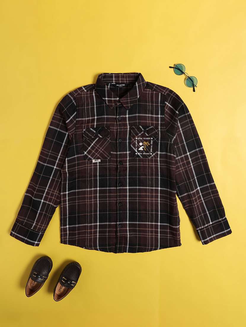 boys brown cotton shirt - 22175590 -  Standard Image - 1