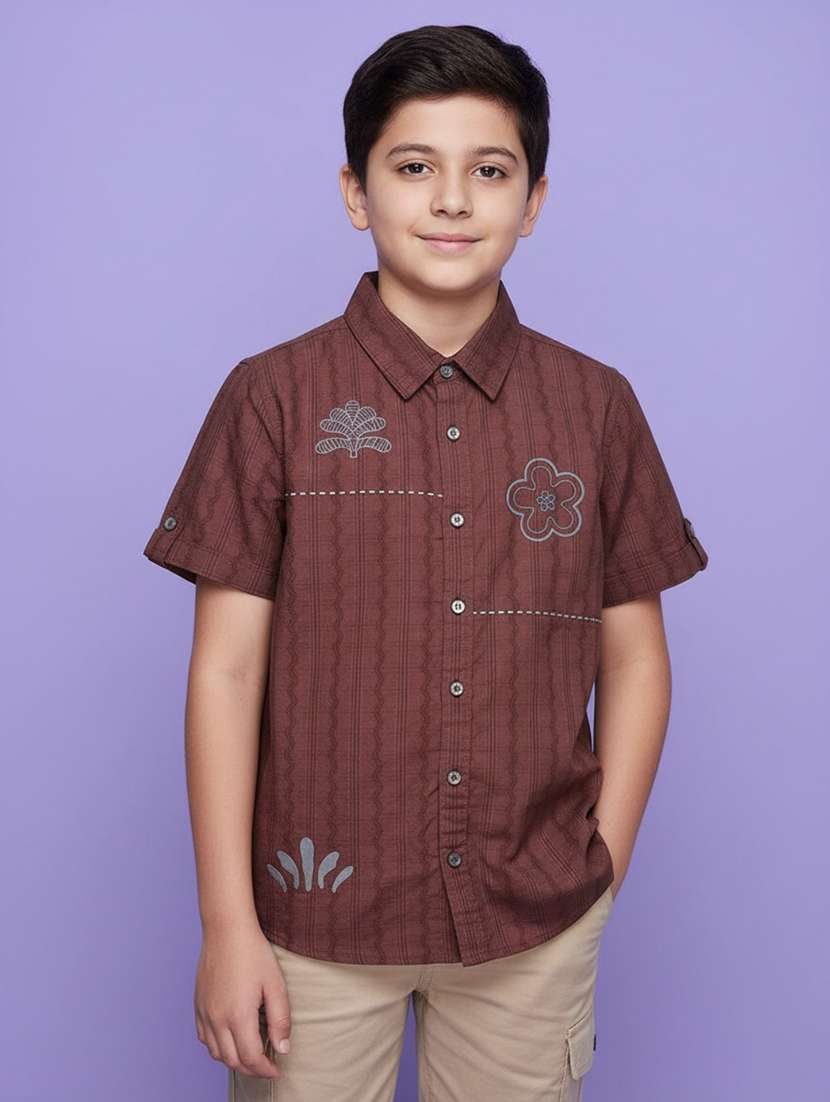 boys short collared long sleeve shirt