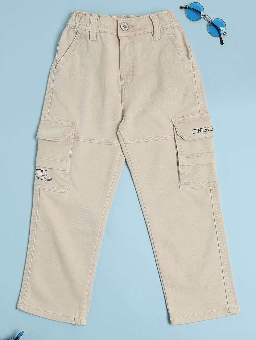 boys solid mid rise denim cargo - 22175694 -  Standard Image - 1