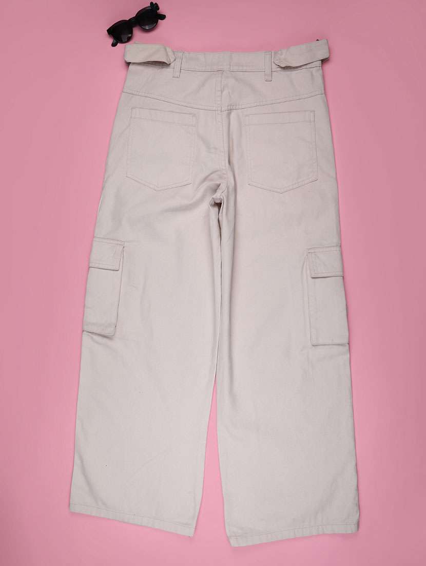 girls solid mid rise cargo - 22175868 -  Standard Image - 1