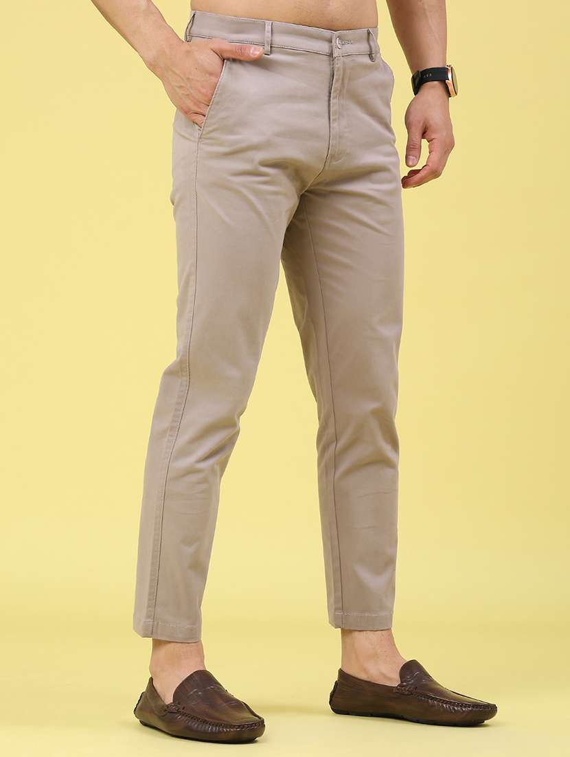 men solid mid rise chinos casual trouser - 22176082 -  Standard Image - 1