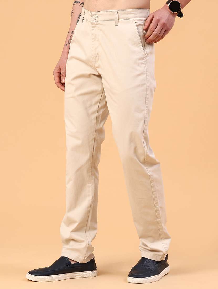 men solid mid rise chinos casual trouser - 22176090 -  Standard Image - 1