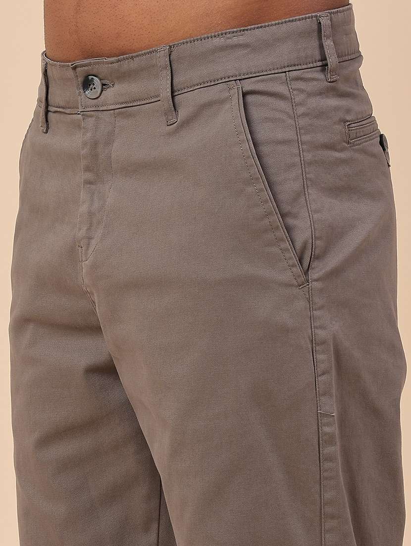 men grey cotton flat front casual trouser - 22176091 -  Standard Image - 1