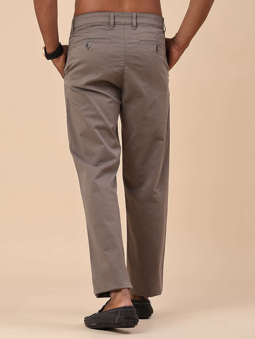 men grey cotton flat front casual trouser - 22176091 -  Standard Image - 4