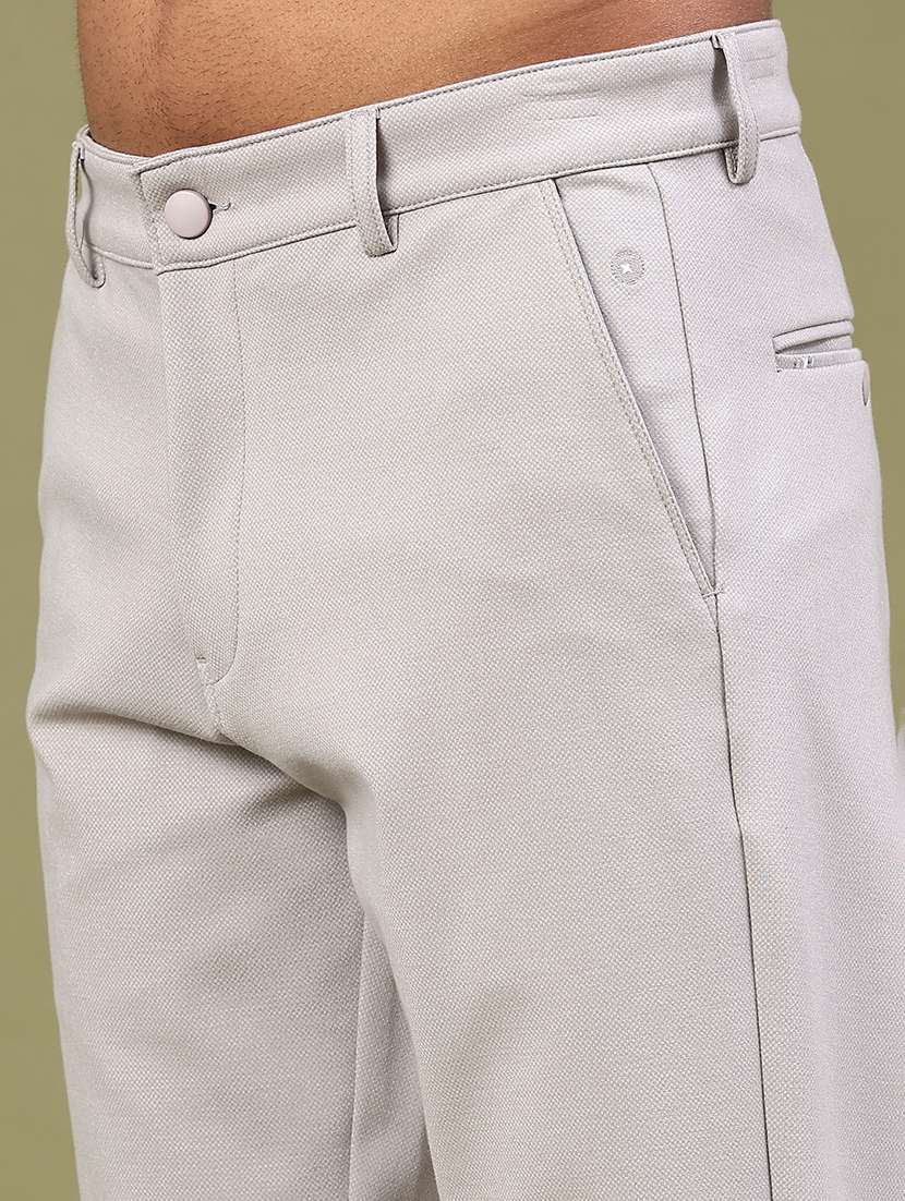 men solid mid rise chinos casual trouser - 22176095 -  Standard Image - 1
