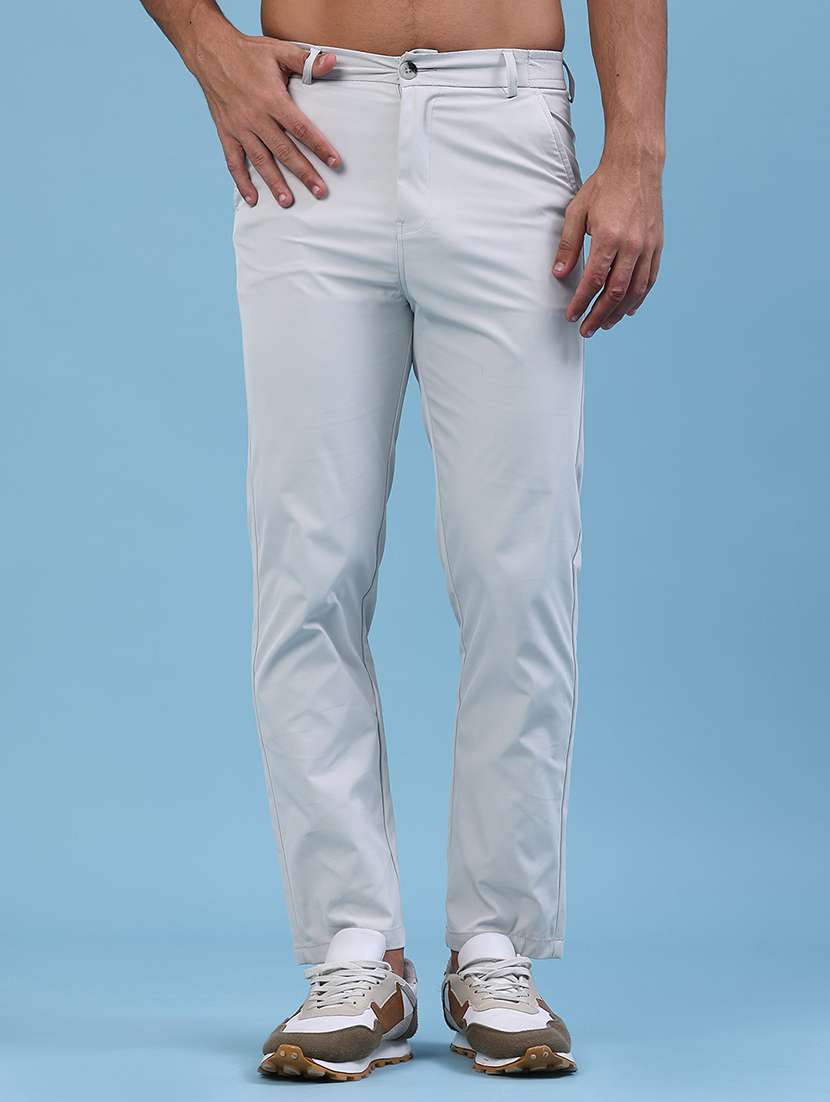men solid mid rise regular fit chinos