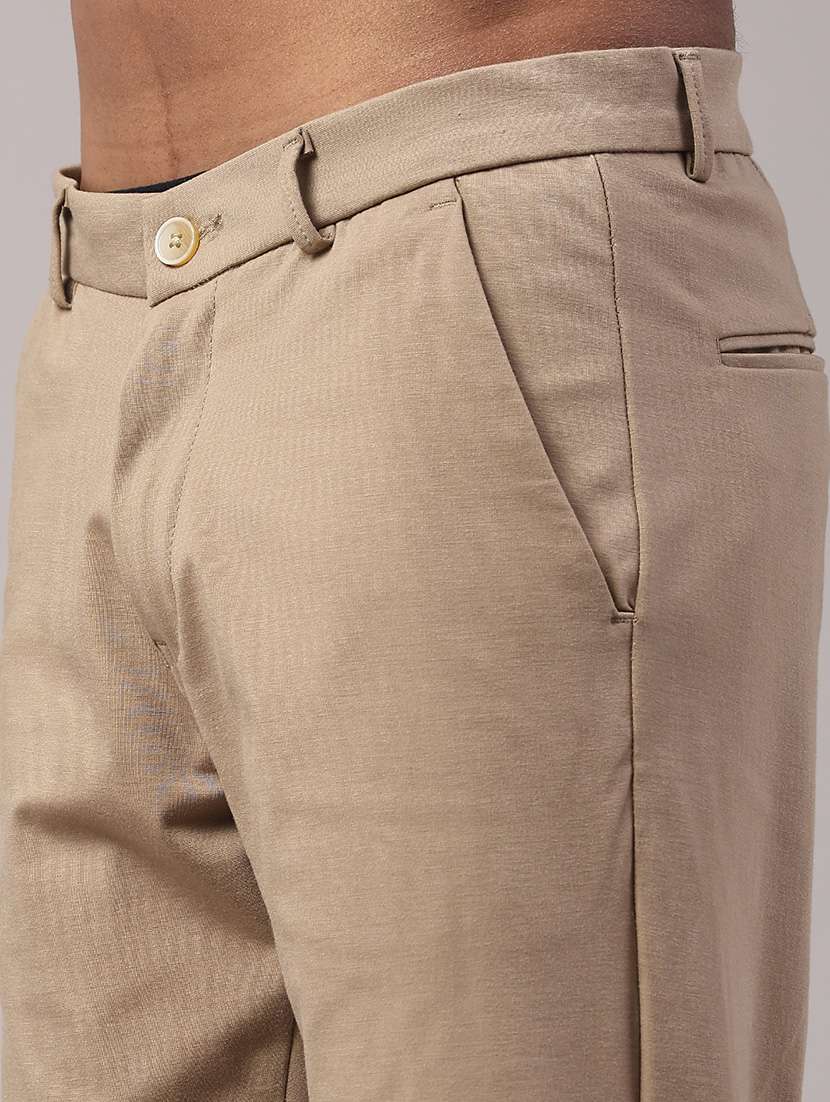 men solid mid rise chinos casual trouser - 22176128 -  Standard Image - 1
