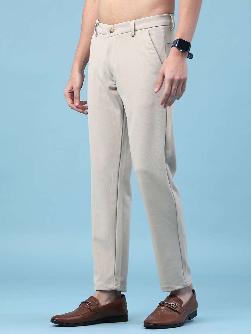 men solid mid rise chinos casual trouser - 22176132 -  Standard Image - 1