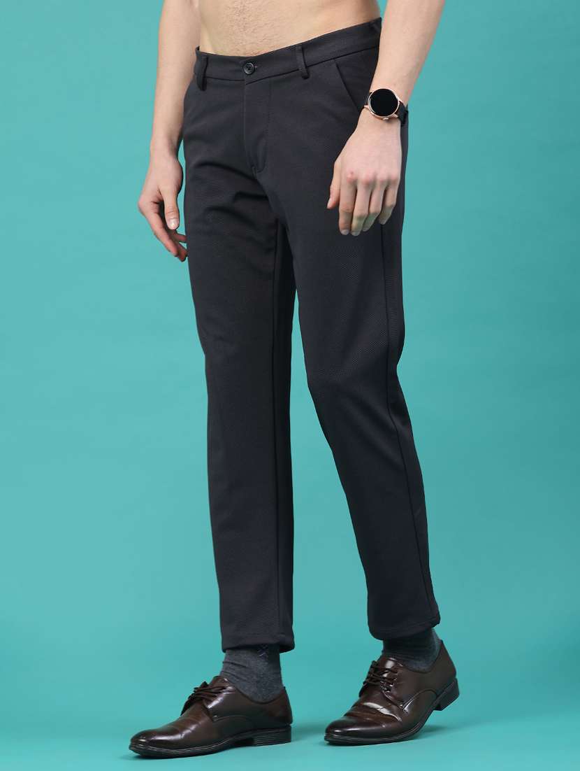 men solid mid rise chinos casual trouser - 22176133 -  Standard Image - 1