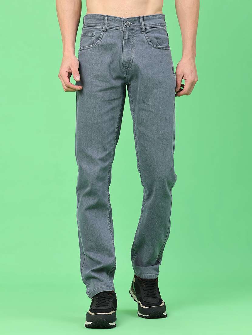 men plain mid rise full length tapered jeans - 22176188 -  Standard Image - 1